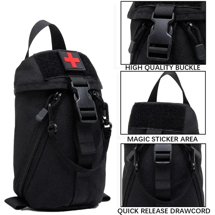 Habicare SS First Aid Kit bag, compact and durable first aid kit container with multiple compartments for emergency supplies.