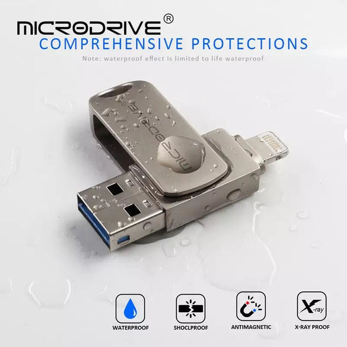 9eight5 64GB Flash Drive for iPad and iPhone, compact electronic accessory with circuit design for easy data transfer
