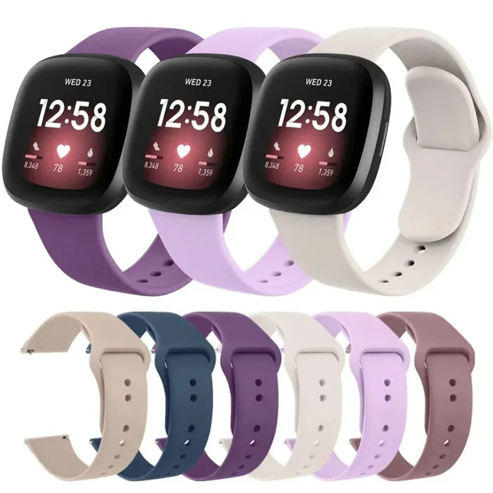 Flexible silicone wristband for Fitbit Sense 2 by Habicare, available in 17 vibrant colours, designed for a comfortable fit.