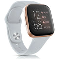 Flexible silicone wristband for Fitbit Versa 2 by Habicare, shown in various vibrant colors, designed for comfortable wear.