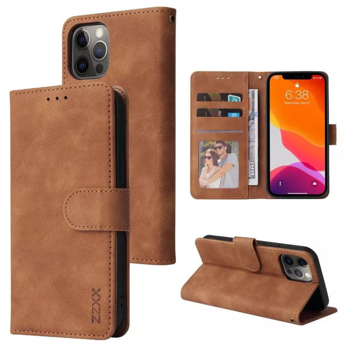 Brown flip case for iPhone 14 Pro Max 6.7-inch by 9eight5, featuring a protective cover and stylish design.