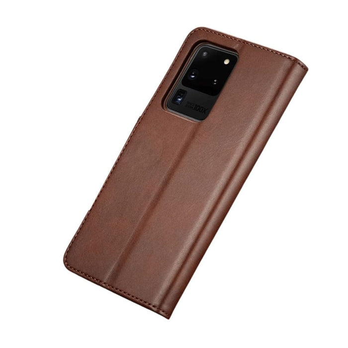 9eight5 flip case for Samsung Galaxy Note 20 Ultra showcasing a protective leather cover with card slots and precise cutouts.