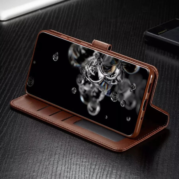 Black flip case for Samsung Galaxy Note 20 by 9eight5, with textured exterior and protective flap, designed for stylish phone protection.