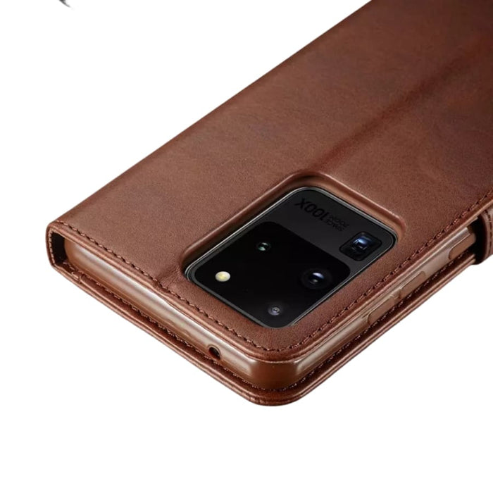 9eight5 flip case for Samsung Galaxy Note 20, stylish protective phone case with card slots, black color, front and back view.