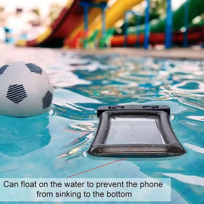 9eight5 floating waterproof phone case showing clear design and secure closure, ideal for protecting devices in water.