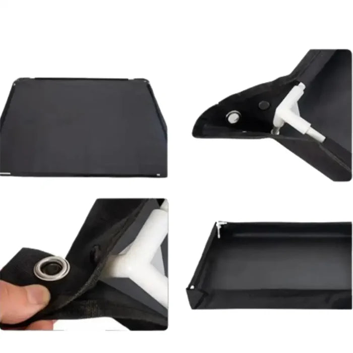 Stainless steel foldable camping shower pan by Habicare, compact and portable for outdoor showering needs