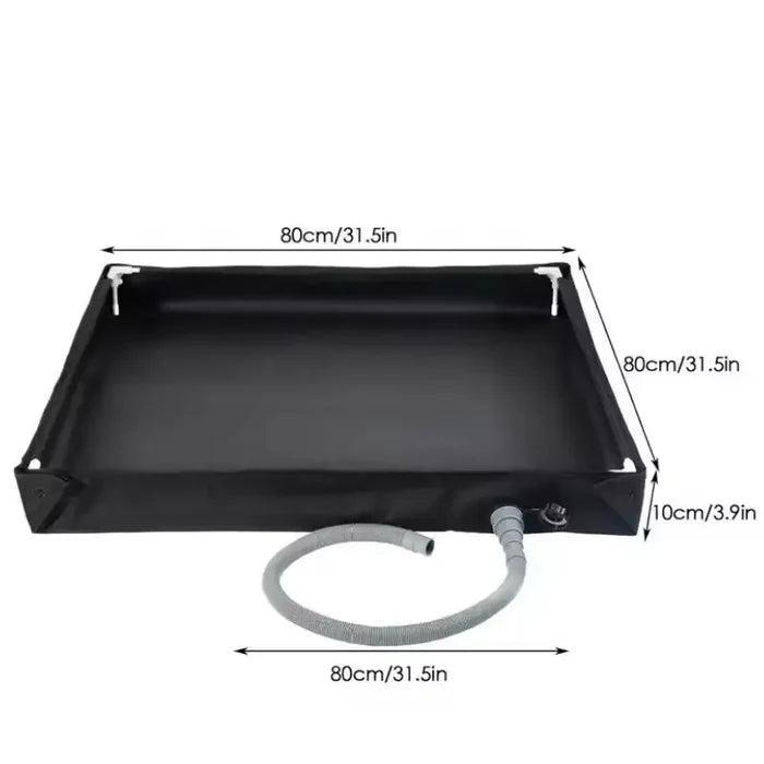 Stainless steel foldable camping shower pan by Habicare, compact and portable for outdoor shower use.
