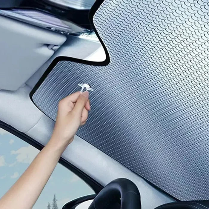 HBC Habicare foldable car windshield sunshade in various sizes, reflective material to block sun and keep car cool.