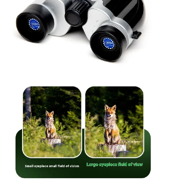 Habicare 10x22 foldable compact binoculars with sleek black design, perfect for travel and outdoor adventures.