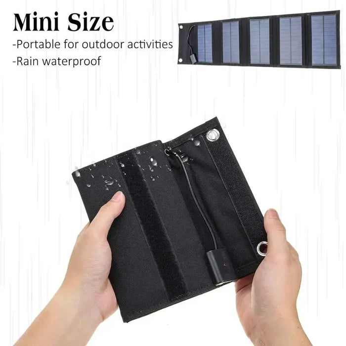 Habicare 12W foldable solar panel with 5V output, portable design, suitable for charging batteries and outdoor use