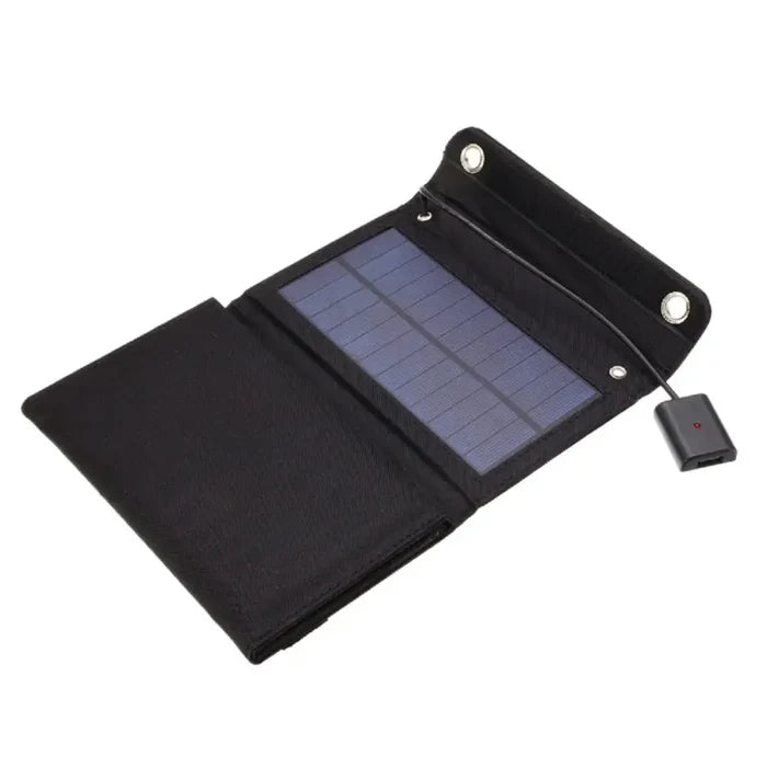 Habicare 12W foldable solar panel with 5V output, portable design for charging batteries and outdoor use