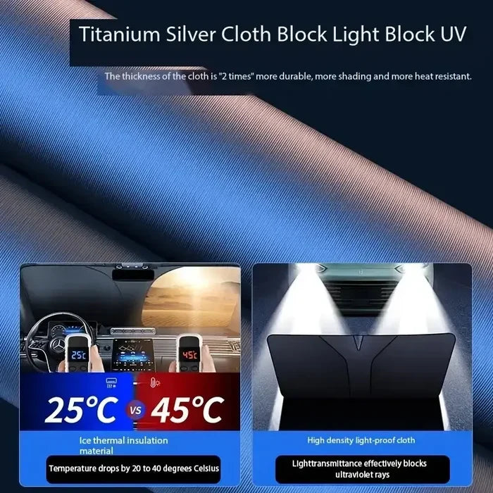 Habicare HBC folding car window sunshade cover in 140x70cm, provides UV protection and privacy for vehicle windows.