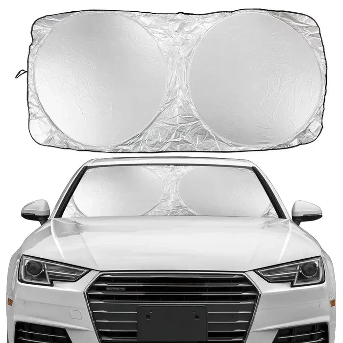 HBC Habicare folding car windshield sunshade visor deflects sunlight, keeping your car interior cool and protected.