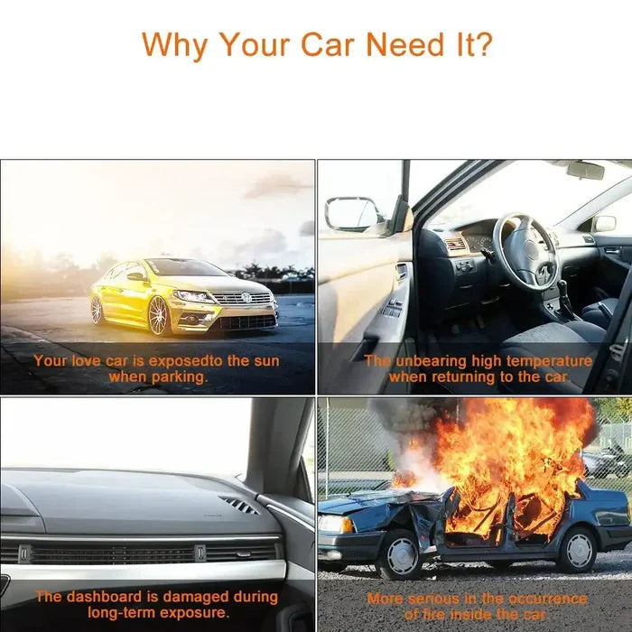 HBC Habicare folding car windshield sunshade visor blocking sunlight and heat from a car windshield.