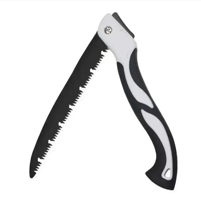 Stainless steel folding hand saw by Habicare in various sizes, showing the compact saw with a handle and foldable blade.