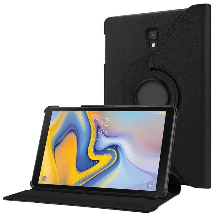 Black full-body protective case for Samsung Galaxy Tab A 10.5” (2018) T590/T595 by 9eight5, showing the tablet with the case on.