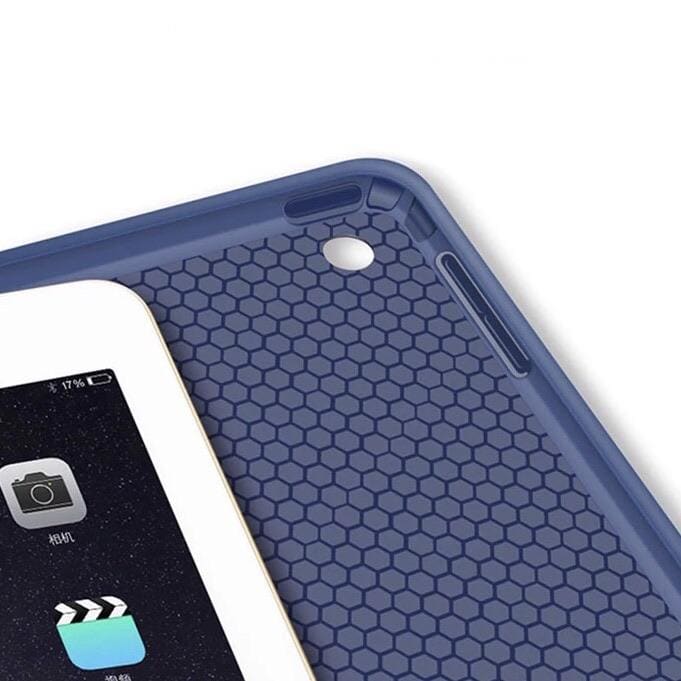 Navy blue full body cover for iPad 7th, 8th, 9th generation 10.2-inch tablet by 9eight5, showing front and back protection.