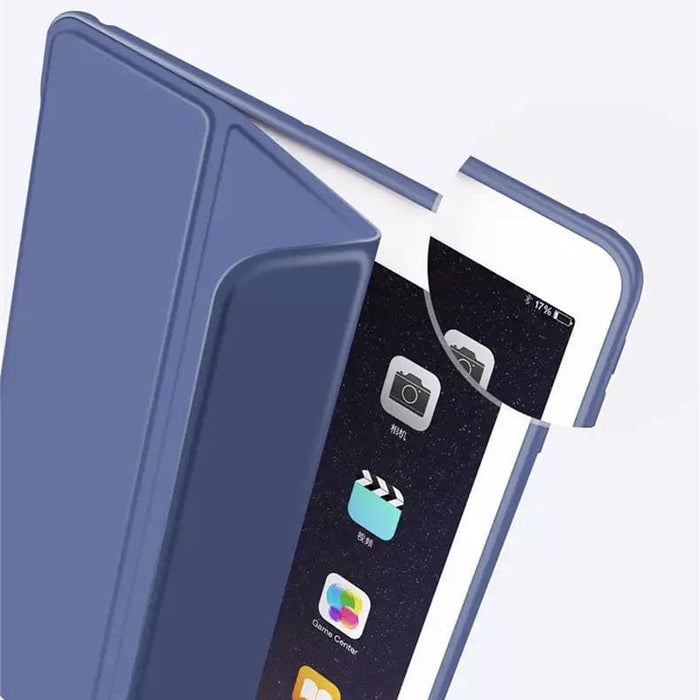 Navy blue full body cover for iPad 7th, 8th, 9th generation 10.2-inch tablet by 9eight5, showing the protective case on the device.