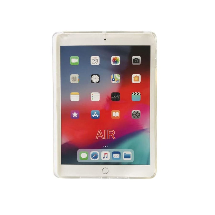 Clear full-body cover for iPad Air 9.7-inch by 9eight5, showing the sleek transparent design protecting the tablet.