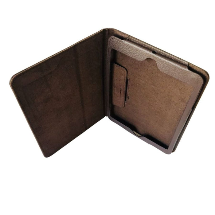 Brown full-body cover for iPad mini 1, 2, and 3 by 9eight5, showing the protective case on the tablet.