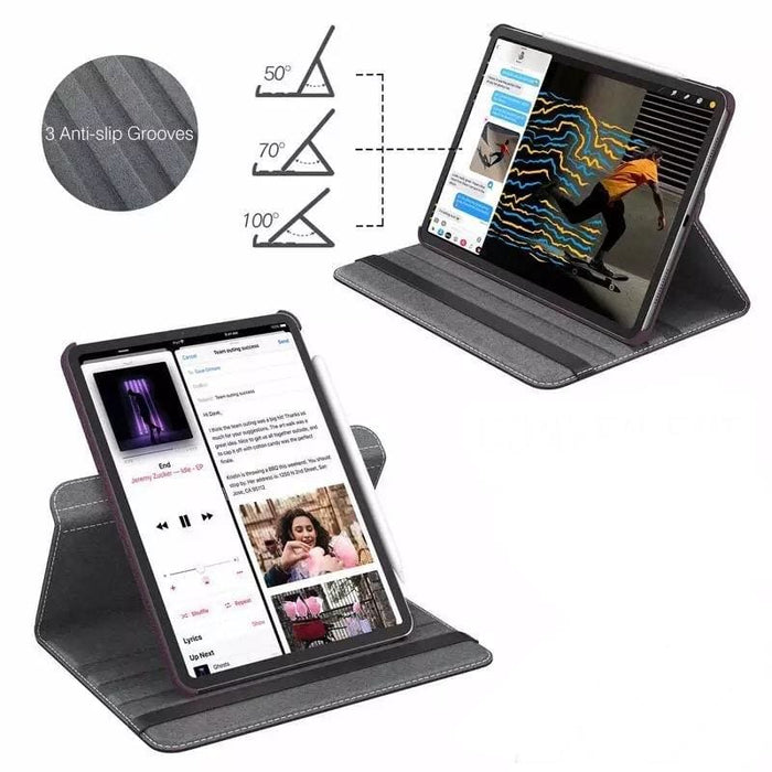 Black full body cover for iPad Pro 12.9-inch 4th gen 2020 by 9eight5, showing the sleek protective case fitting the tablet.