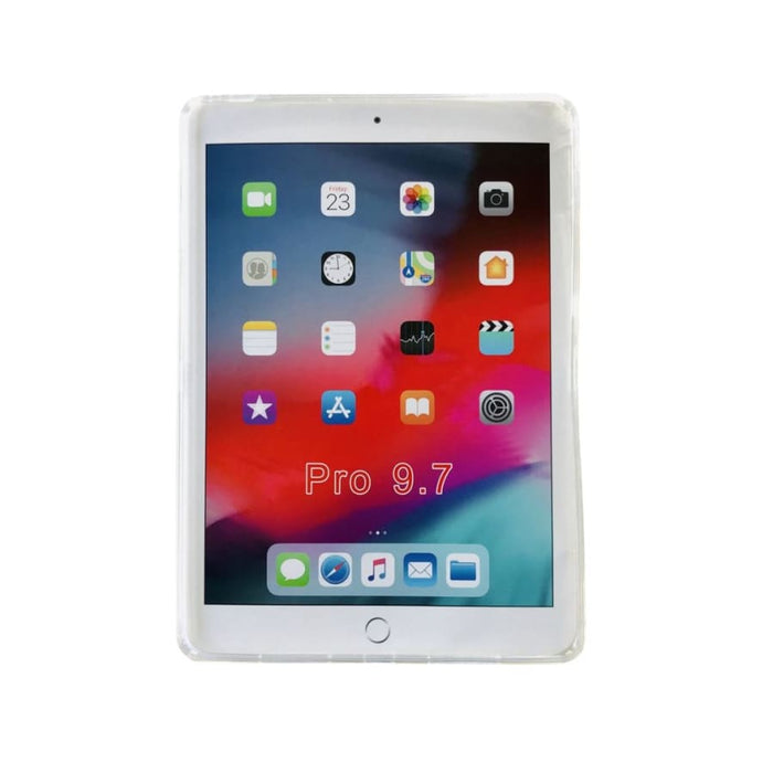 Clear full-body protective cover for iPad Pro 9.7-inch by 9eight5, showcasing slim, transparent design on the tablet.
