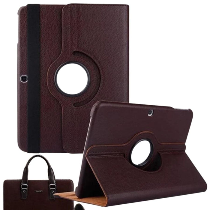 Brown full-body protective cover for Samsung Galaxy Tab 4 10.1-inch T530/T531/T535, made by 9eight5, shown on tablet device.