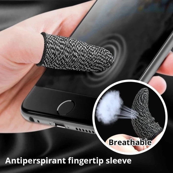 Pair of black gaming thumb sleeves from 9eight5, designed to improve grip and comfort during electronic gaming sessions.