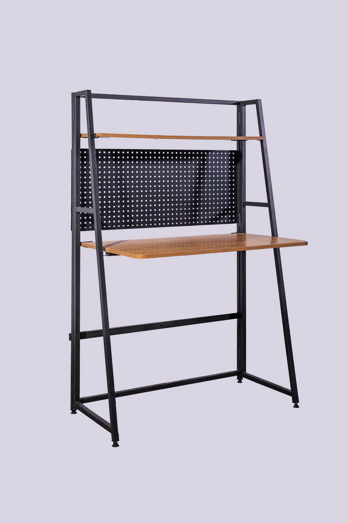 Black frame Sue-e Furniture Garin computer desk with built-in shelf, modern design, sturdy workspace for home or office use.