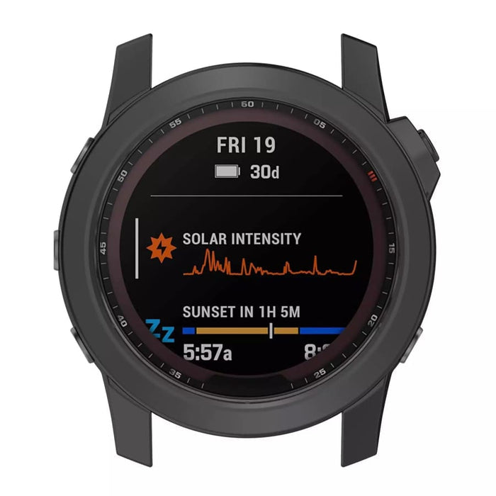 Black Garmin Fenix 7S series protective watch case, durable and slim for Garmin smartwatch protection.