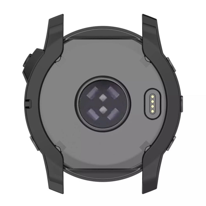 Black Garmin Fenix 7S/7S Pro series watch case, protective cover fitting the Garmin smartwatch with precise cutouts.