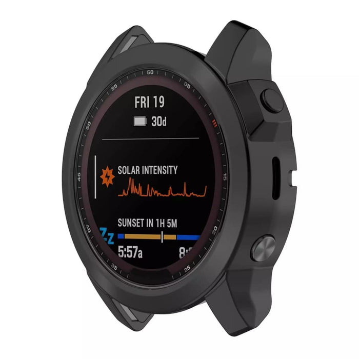 Black Garmin Fenix 7X Pro Series watch case providing protection, designed for durability and style.
