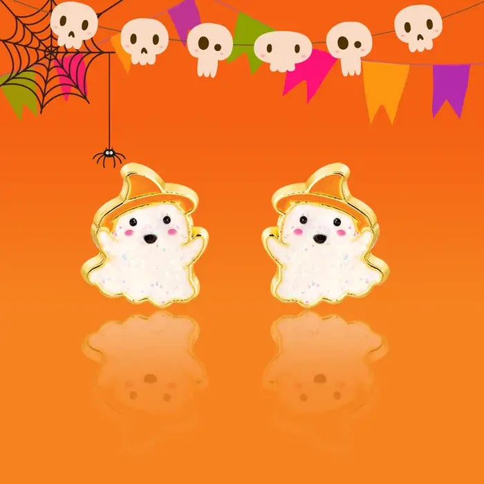 Girl Nation: Glitter Ghost Cutie Stud Halloween Hypoallergenic Earrings