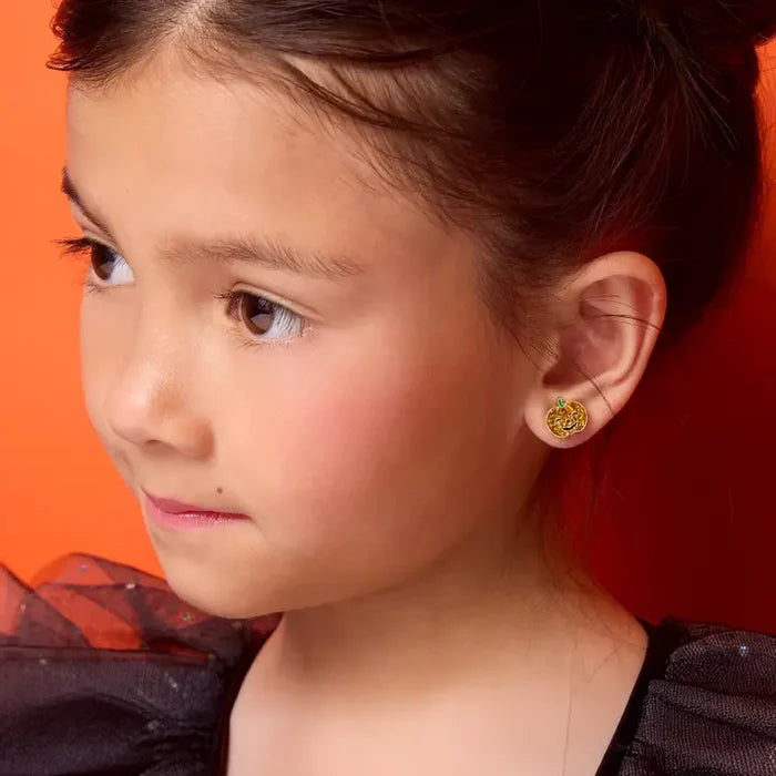 Girl Nation: Glitter Pumpkin Cutie Stud Halloween Hypoallergenic Earrings