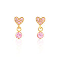 Girl Nation: Little Luxe Drop Hypoallergenic Earrings - Heart with Pink Gem