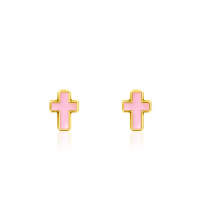 Girl Nation: Pink Cross Cutie Stud Hypoallergenic Earrings