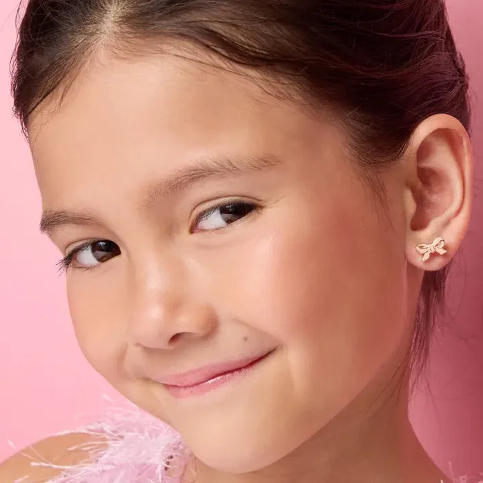 Girl Nation: Pretty Pink Bows Cutie Stud Hypoallergenic Earrings