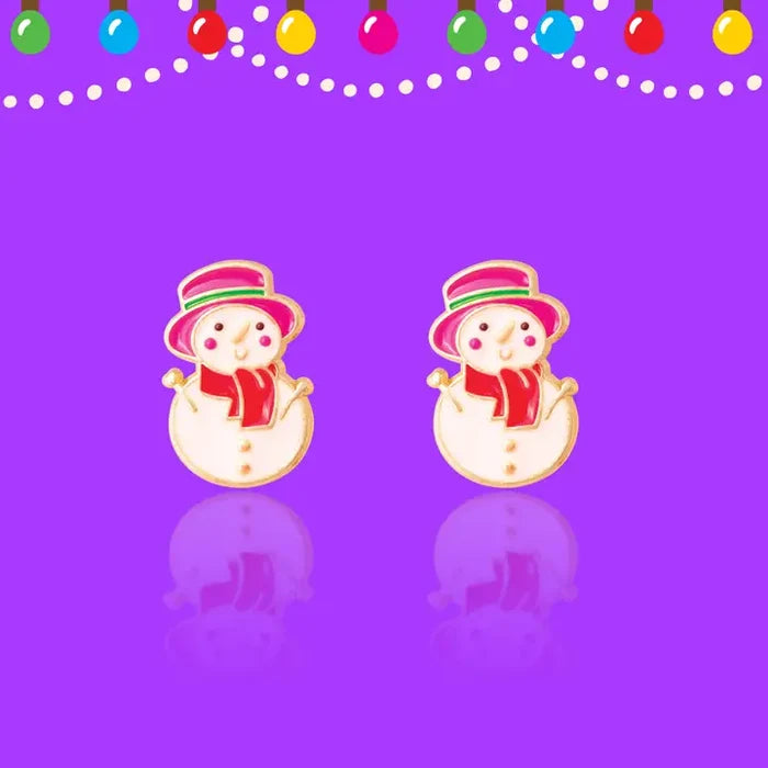 Girl Nation: Snowman Wonderland Cutie Stud Holiday Hypoallergenic Earrings