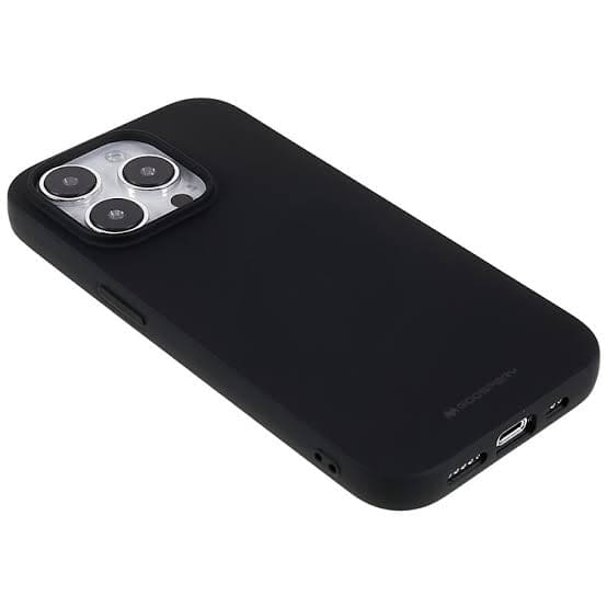 Black Goospery phone case for iPhone 14 Pro (6.1-inch) by 9eight5, showing the protective back and side buttons.