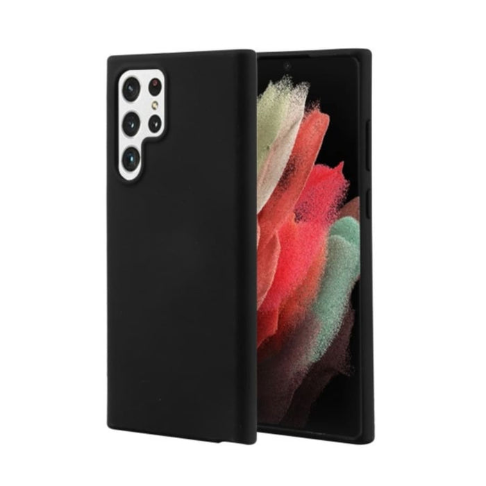 Black Goospery phone case for Samsung Galaxy S22 Ultra by 9eight5, showing the protective design on the device.