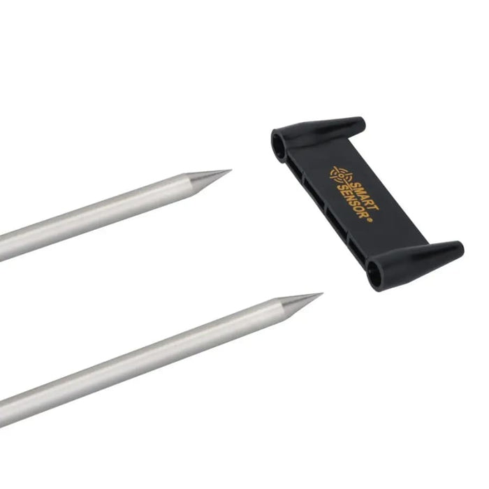 9eight5 grain moisture meter for corn, wheat, rice, beans, flour, and fodder, showing digital display and measurement probes.