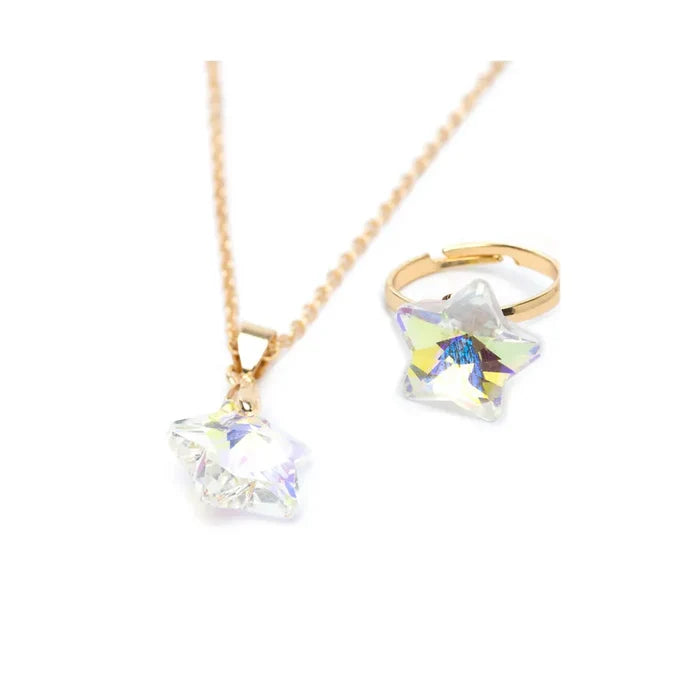 Great Pretenders Holographic Star Ring and Clip-On Earrings Set
