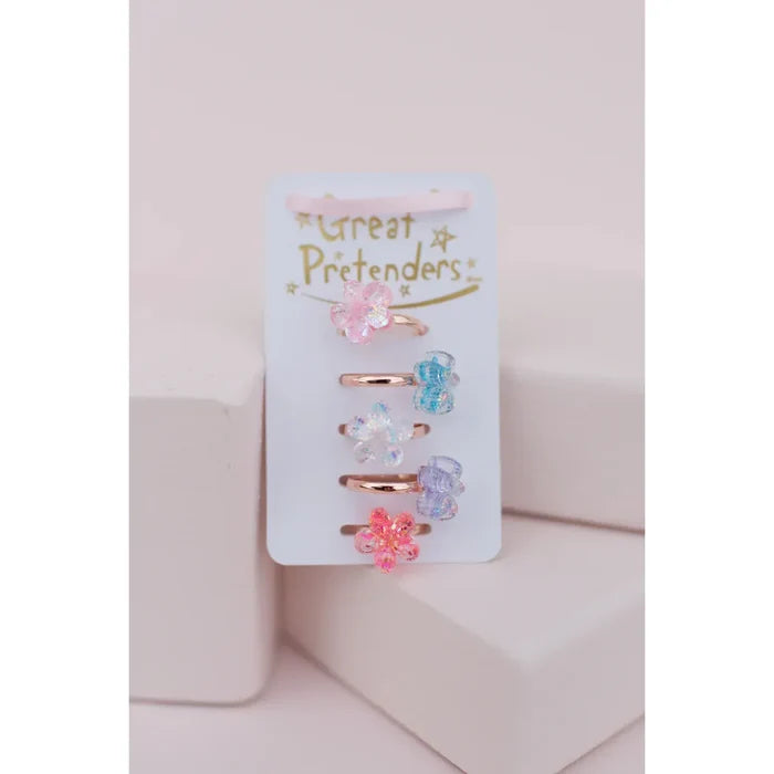 Great Pretenders Shimmer Flower Ring Set - 5 Piece