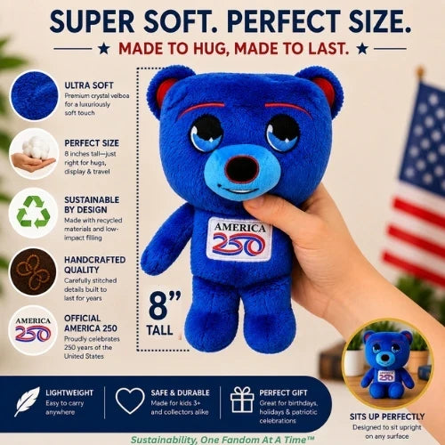 Grovii 8 Inch Midori Plushie Toy - America 250 American Bear