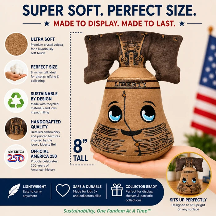Grovii 8 Inch Midori Plushie Toy - America 250 Liberty Bell