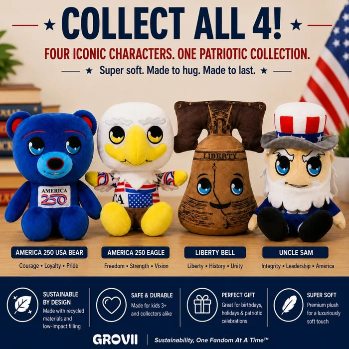 Grovii 8 Inch Midori Plushie Toy - America 250 Liberty Bell