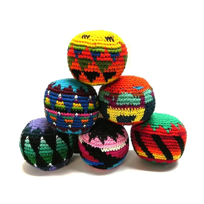 Hand Woven Crochet Hacky Sack Kick Ball 2.5 Inch - Assorted