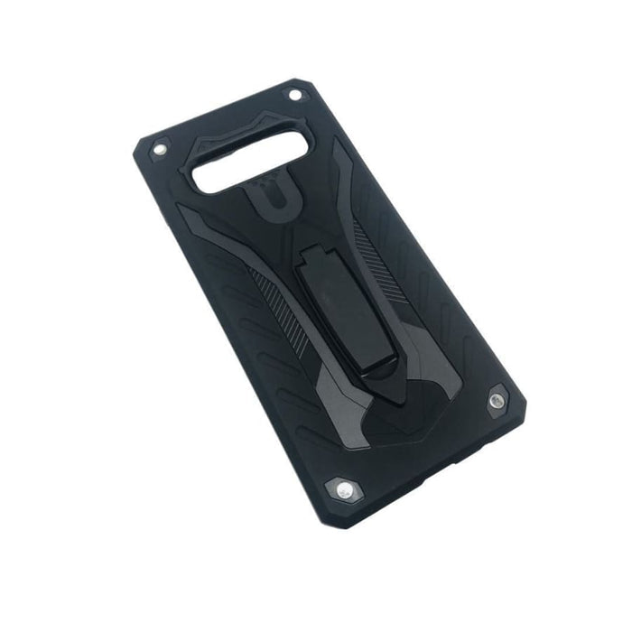 Hard silicone rugged phone case for Samsung Galaxy S10 Plus by 9eight5, showing textured black exterior and precise cutouts.