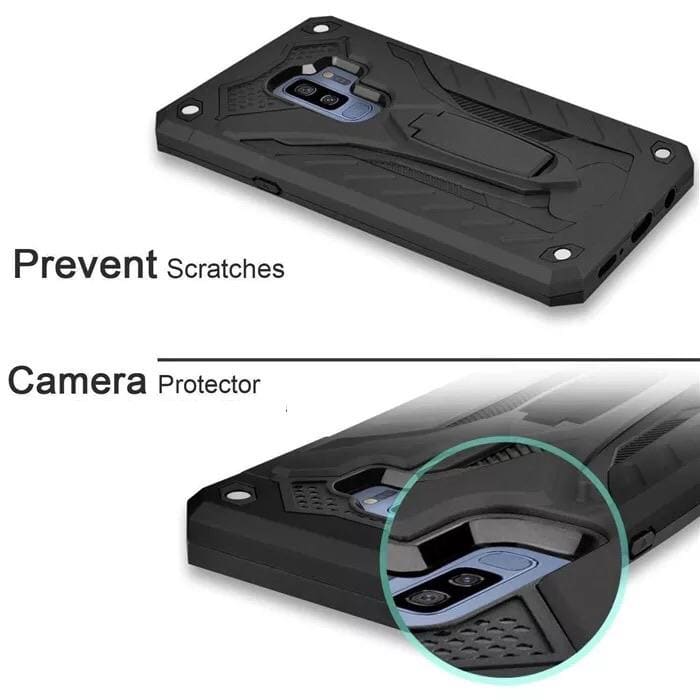 9eight5 hard silicone rugged case for Samsung Galaxy S9 Plus, protective phone case with textured black design.