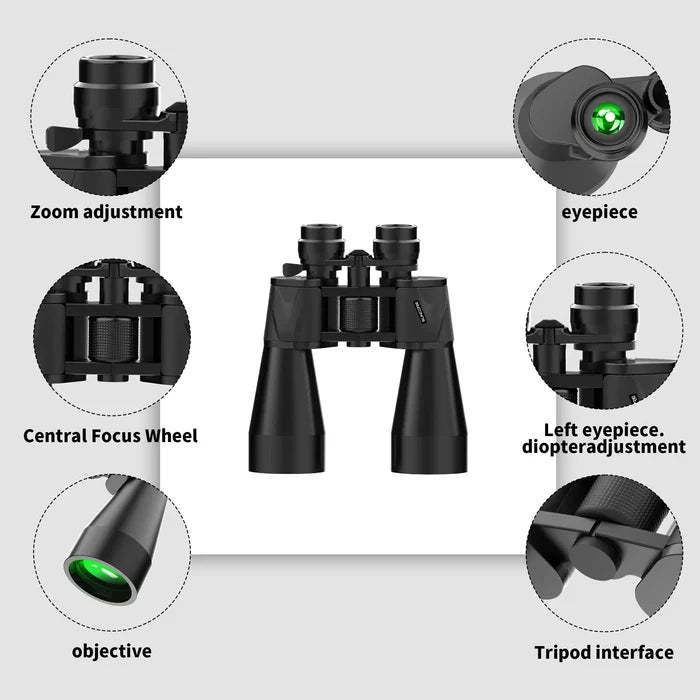 Habicare HD binoculars with high magnification, compact SS type, featuring large lenses and ergonomic design for clear distant viewing.